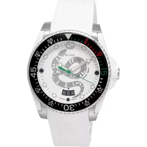 Gucci Dive White Snake Motif Watch 40mm