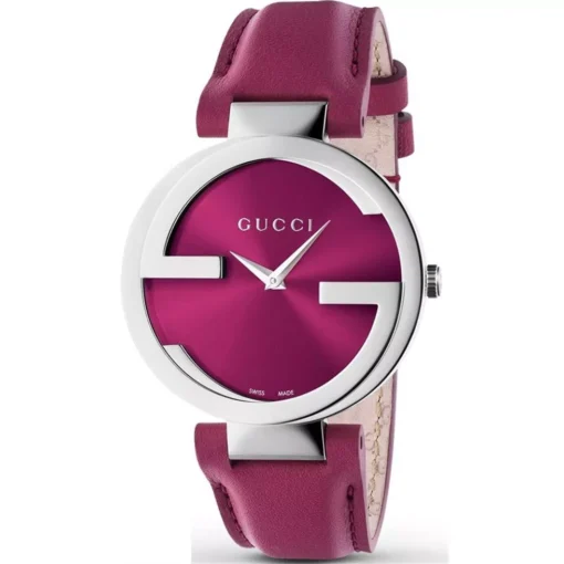 Gucci Interlocking G Pink Leather Ladies Watch 37mm