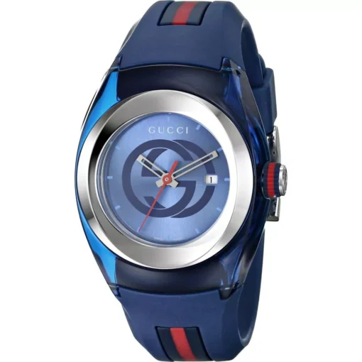 Gucci Sync Blue and Red Rubber Strap Watch 36mm